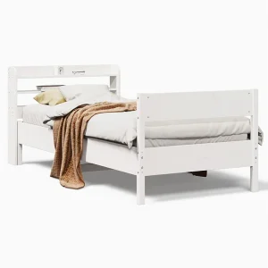 Bedframe zonder matras massief grenenhout wit 90×200 cm Bedframe zonder matras massief grenenhout wit 90×200 cm