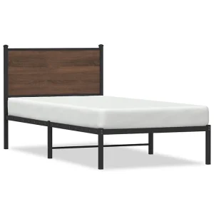 Bedframe zonder matras metaal bruin eikenkleurig 90×200 cm Bedframe zonder matras metaal bruin eikenkleurig 90×200 cm