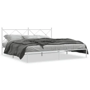 Bedframe met hoofdbord metaal wit 193×203 cm Bedframe met hoofdbord metaal wit 193×203 cm