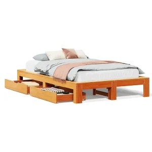 Bedframe zonder matras massief grenenhout wasbruin 120×190 cm Bedframe zonder matras massief grenenhout wasbruin 120×190 cm