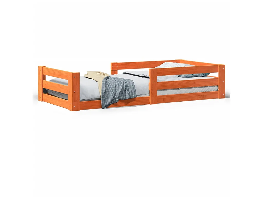 Bedframe zonder matras massief grenenhout wasbruin 90x200 cm