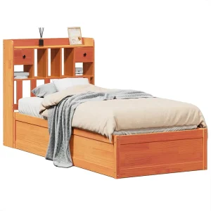 Bedframe zonder matras massief grenenhout wasbruin 75×190 cm Bedframe zonder matras massief grenenhout wasbruin 75×190 cm
