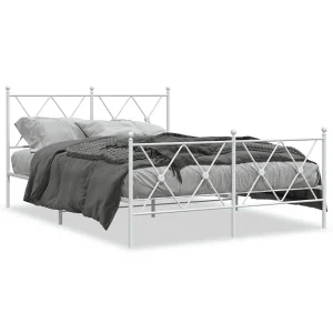 Bedframe met hoofd- en voeteneinde metaal wit 140×190 cm Bedframe met hoofd- en voeteneinde metaal wit 140×190 cm
