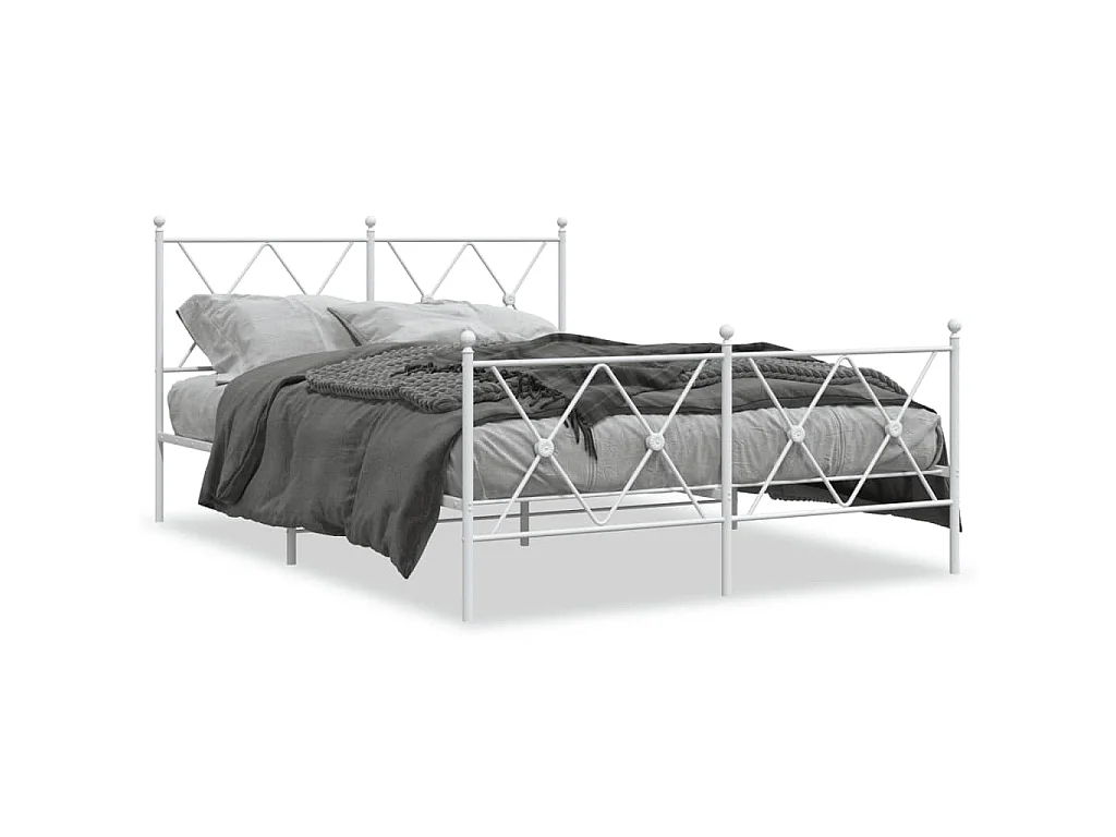 Bedframe met hoofd- en voeteneinde metaal wit 140x190 cm