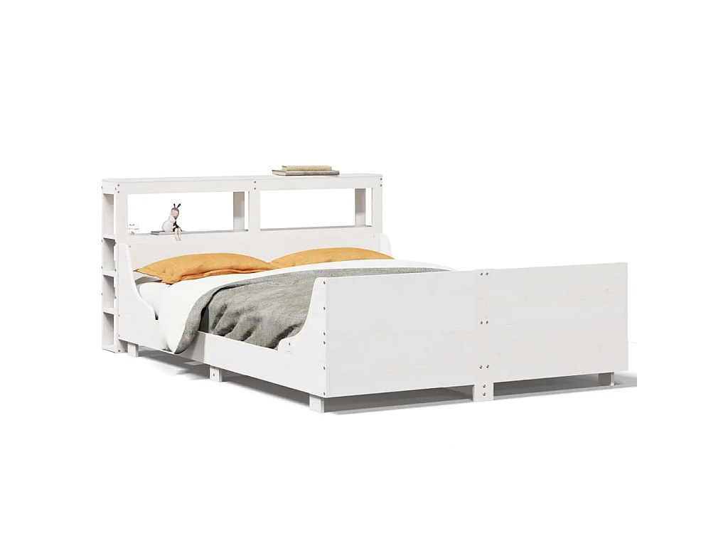Bedframe zonder matras massief grenenhout wit 140x190 cm
