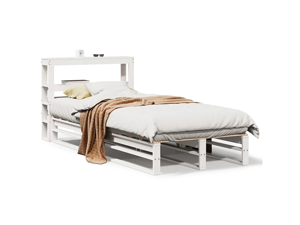 Bedframe zonder matras massief grenenhout wit 90x190 cm