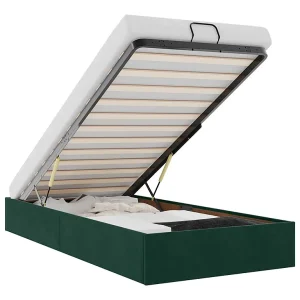 Bedframe zonder matras 90×200 cm fluweel donkergroen Bedframe zonder matras 90×200 cm fluweel donkergroen