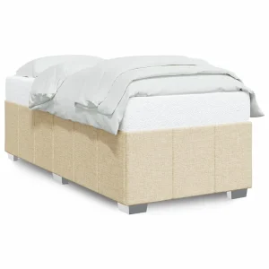 Bedframe zonder matras 90×200 cm stof crèmekleurig Bedframe zonder matras 90×200 cm stof crèmekleurig