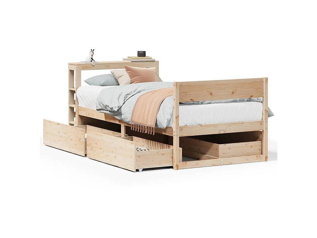Bedframe zonder matras massief grenenhout 75x190 cm