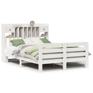 Bed met boekenkast zonder matras grenenhout wit 160×200 cm Bed met boekenkast zonder matras grenenhout wit 160×200 cm