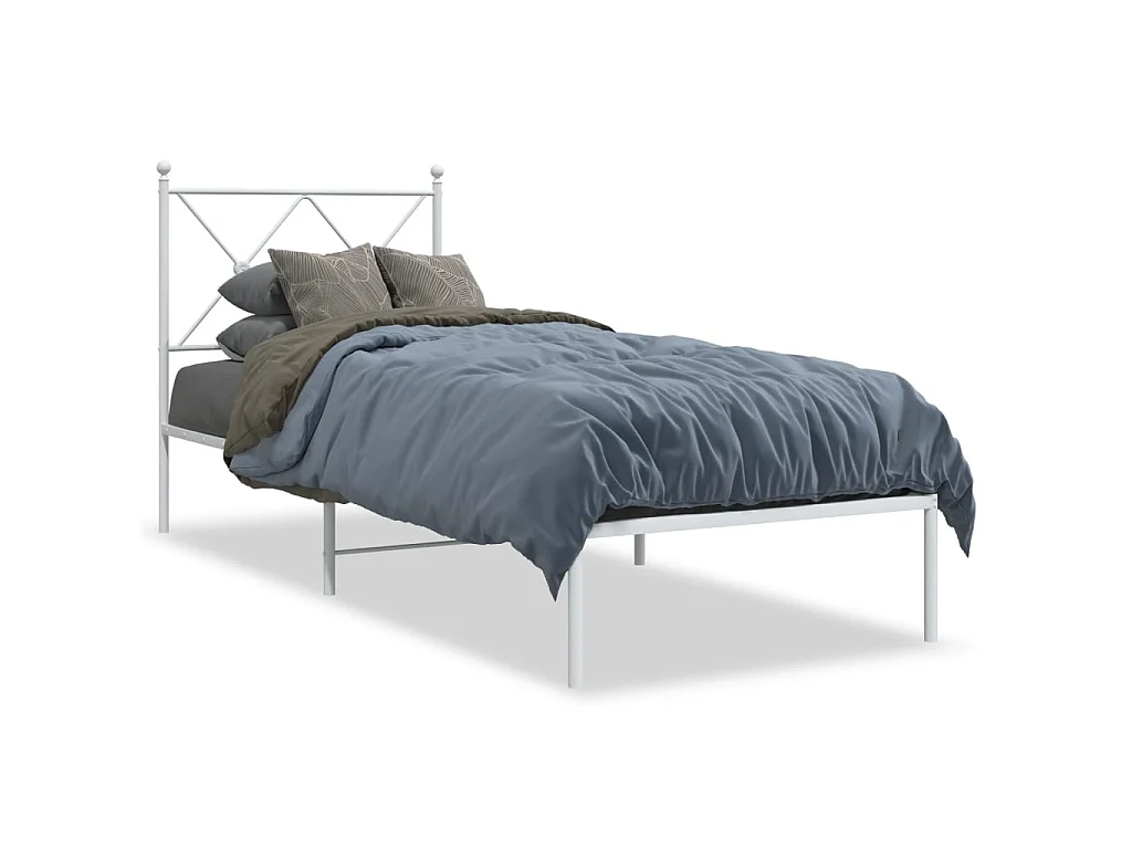 Bedframe met hoofdbord zonder matras metaal wit 75x190 cm