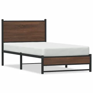 Bedframe zonder matras metaal bruin eikenkleurig 90×200 cm Bedframe zonder matras metaal bruin eikenkleurig 90×200 cm