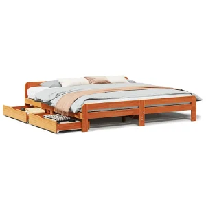 Bedframe zonder matras massief grenenhout wasbruin 180×200 cm Bedframe zonder matras massief grenenhout wasbruin 180×200 cm