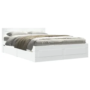 Bedframe met hoofdeinde zonder matras 120×200 cm wit