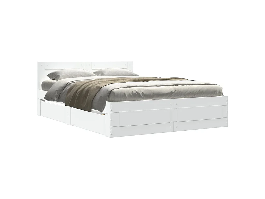 Bedframe met hoofdeinde zonder matras 120x200 cm wit