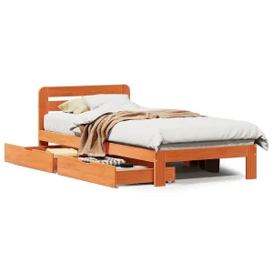 Bedframe zonder matras massief grenenhout wasbruin 90×190 cm Bedframe zonder matras massief grenenhout wasbruin 90×190 cm