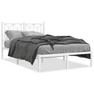 Bedframe met hoofdbord metaal wit 120×190 cm Bedframe met hoofdbord metaal wit 120×190 cm