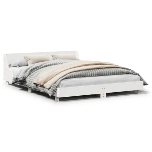 Bedframe zonder matras massief grenenhout wit 150×200 cm Bedframe zonder matras massief grenenhout wit 150×200 cm