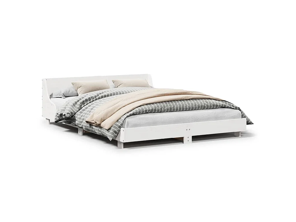 Bedframe zonder matras massief grenenhout wit 150x200 cm