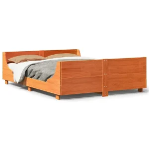 Bedframe zonder matras massief grenenhout wasbruin 120×190 cm Bedframe zonder matras massief grenenhout wasbruin 120×190 cm