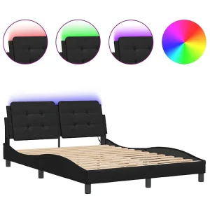 Bedframe met LED zonder matras "Zadar" zwart 140×190 cm Bedframe met LED zonder matras "Zadar" zwart 140×190 cm