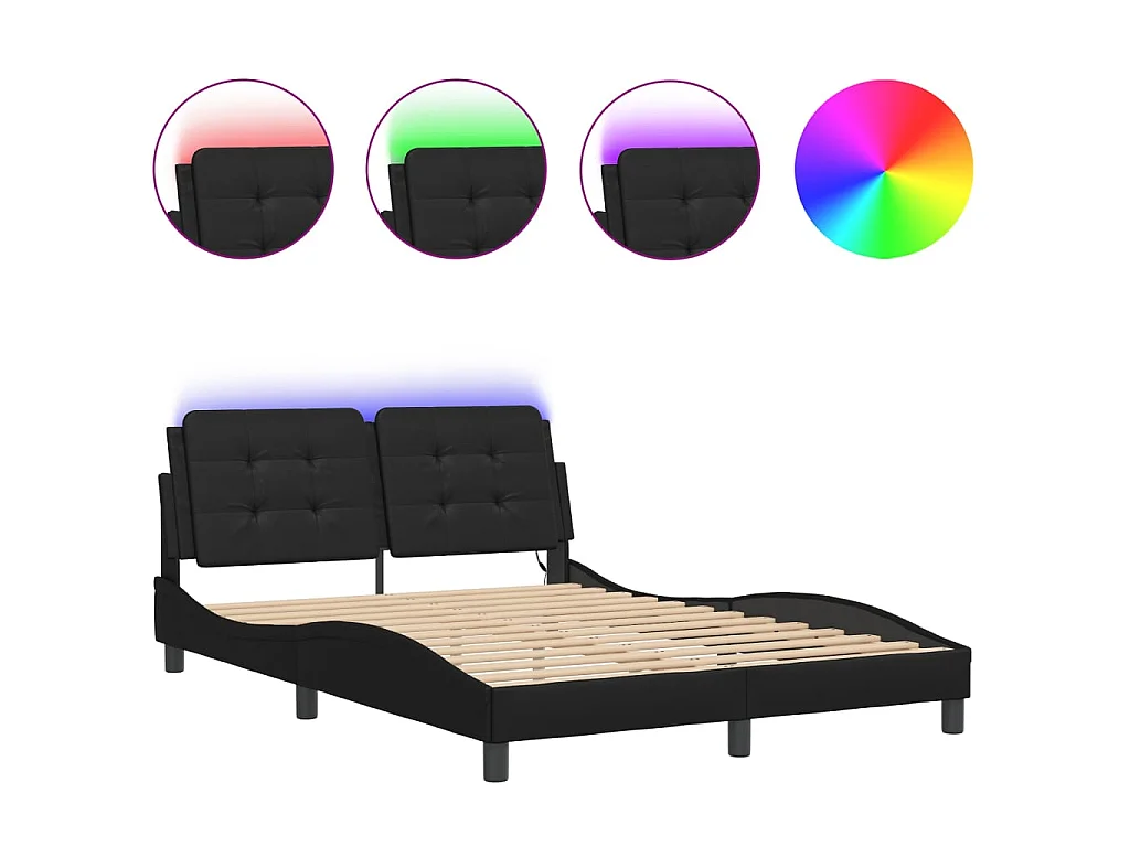 Bedframe met LED zonder matras "Zadar" zwart 140x190 cm