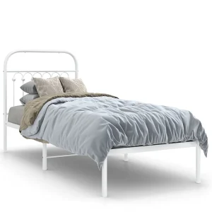 Bedframe met hoofdbord zonder matras metaal wit 75×190 cm