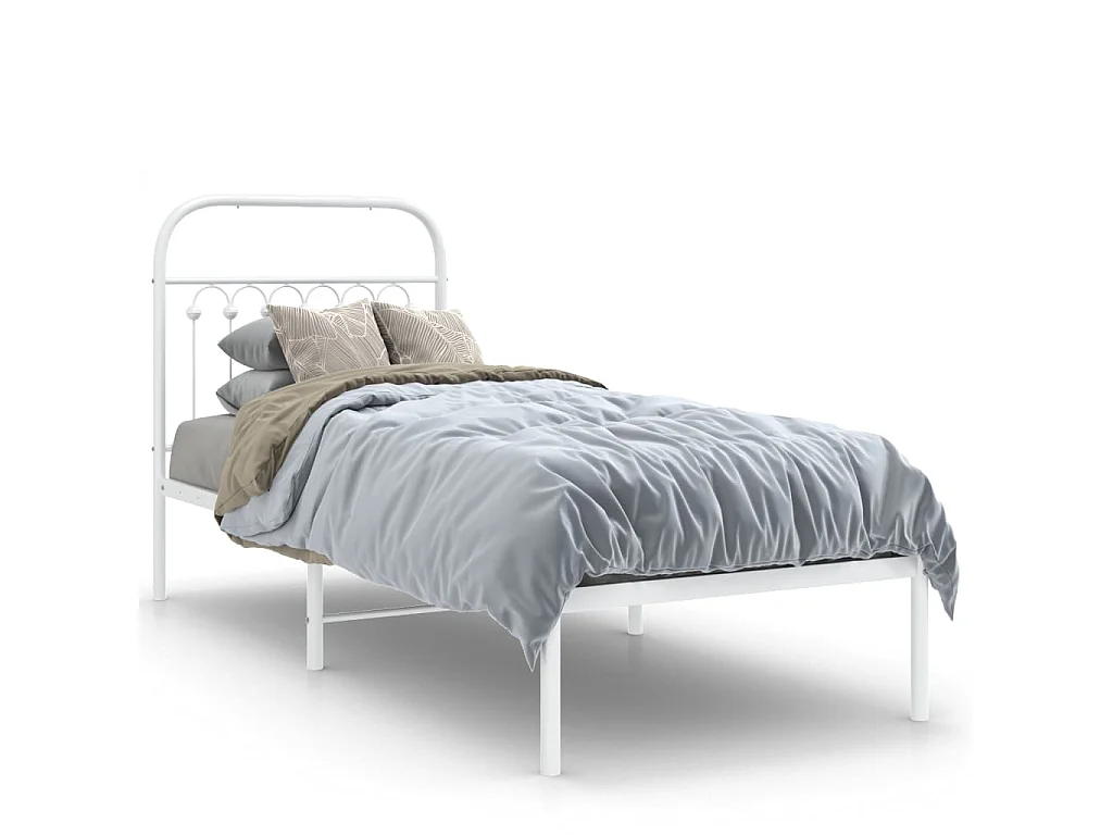 Bedframe met hoofdbord zonder matras metaal wit 75x190 cm