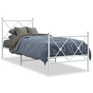 Bedframe met hoofd- en voeteneinde metaal wit 80×200 cm Bedframe met hoofd- en voeteneinde metaal wit 80×200 cm