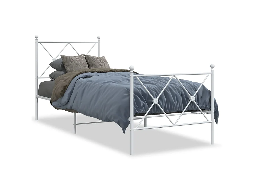 Bedframe met hoofd- en voeteneinde metaal wit 80x200 cm
