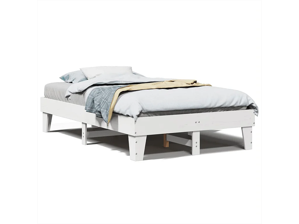 Bedframe zonder matras massief grenenhout wit 135x190 cm
