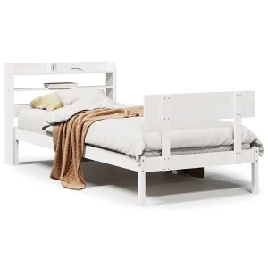 Bedframe zonder matras massief grenenhout wit 75×190 cm Bedframe zonder matras massief grenenhout wit 75×190 cm