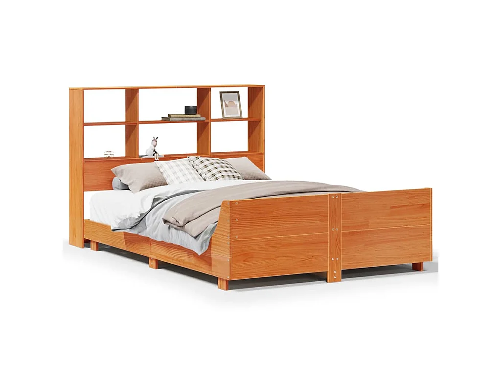 Bedframe zonder matras massief grenenhout wasbruin 140x200 cm