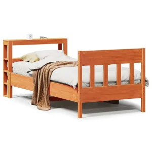 Bedframe zonder matras massief grenenhout wasbruin 75×190 cm Bedframe zonder matras massief grenenhout wasbruin 75×190 cm