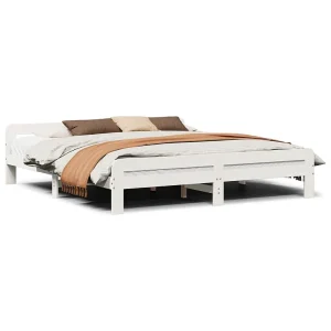 Bedframe zonder matras massief grenenhout wit 200×200 cm Bedframe zonder matras massief grenenhout wit 200×200 cm
