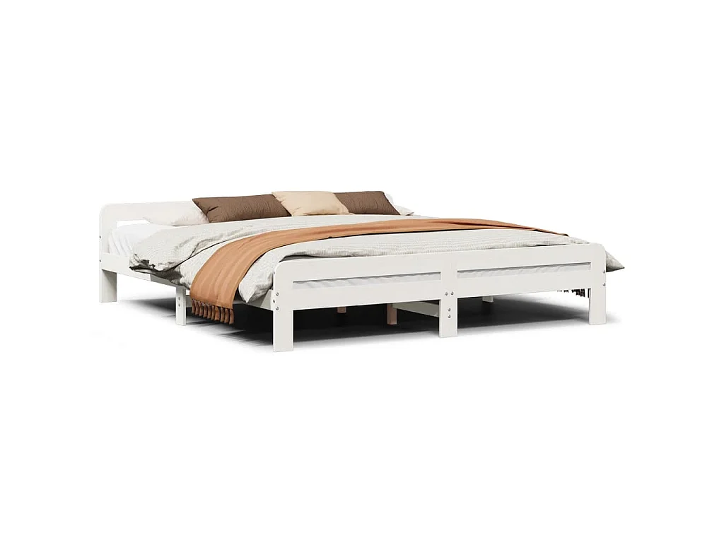 Bedframe zonder matras massief grenenhout wit 200x200 cm