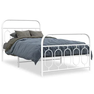 Bedframe met hoofd- en voeteneinde metaal wit 100×200 cm Bedframe met hoofd- en voeteneinde metaal wit 100×200 cm