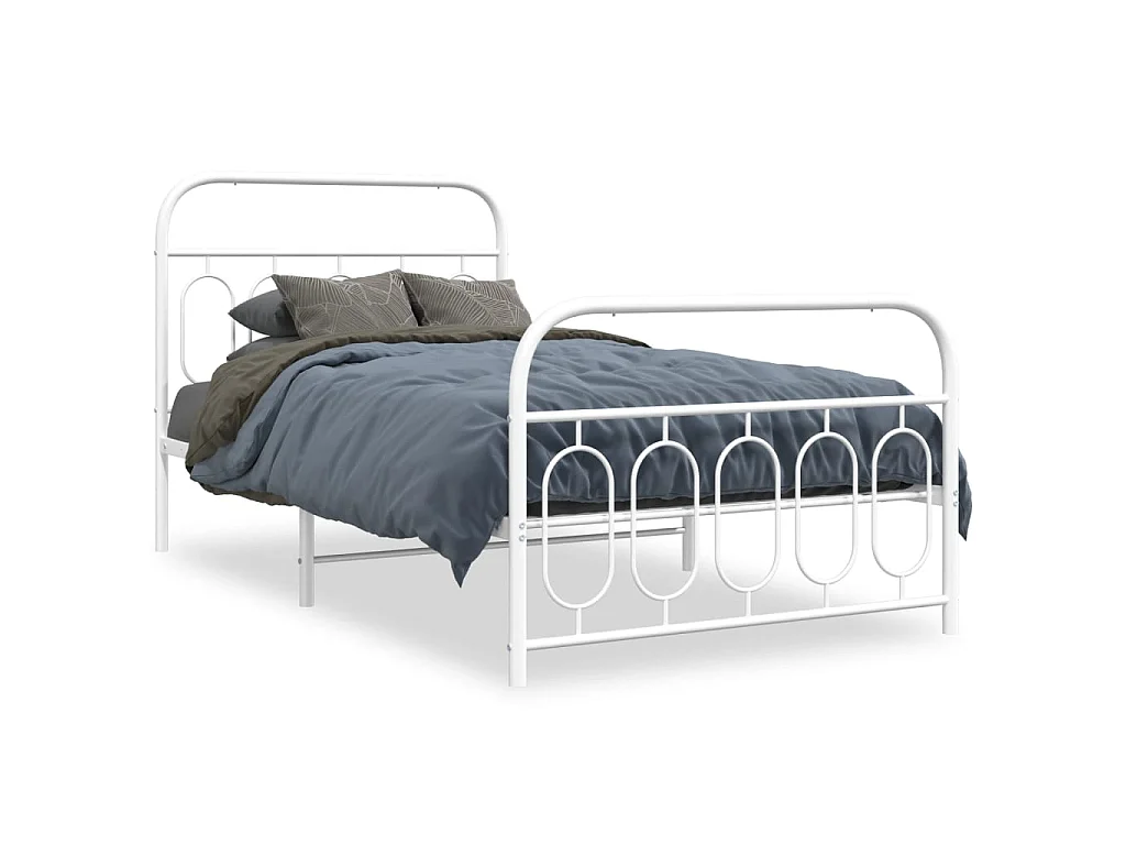 Bedframe met hoofd- en voeteneinde metaal wit 100x200 cm