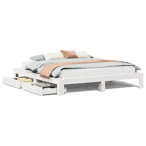 Bedframe zonder matras massief grenenhout wit 180×200 cm Bedframe zonder matras massief grenenhout wit 180×200 cm