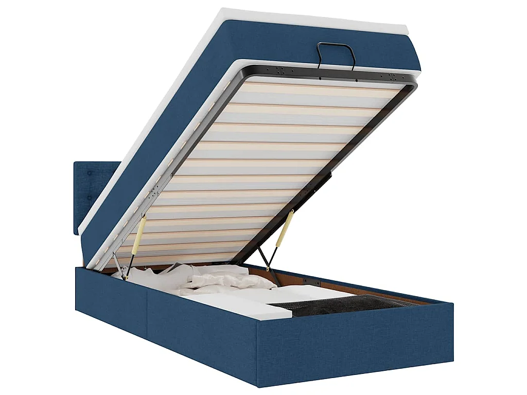 Bed met matras 90x200 cm stof blauw