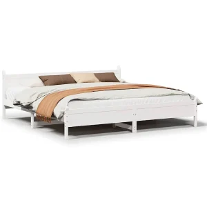 Bedframe zonder matras massief grenenhout wit 200×200 cm Bedframe zonder matras massief grenenhout wit 200×200 cm