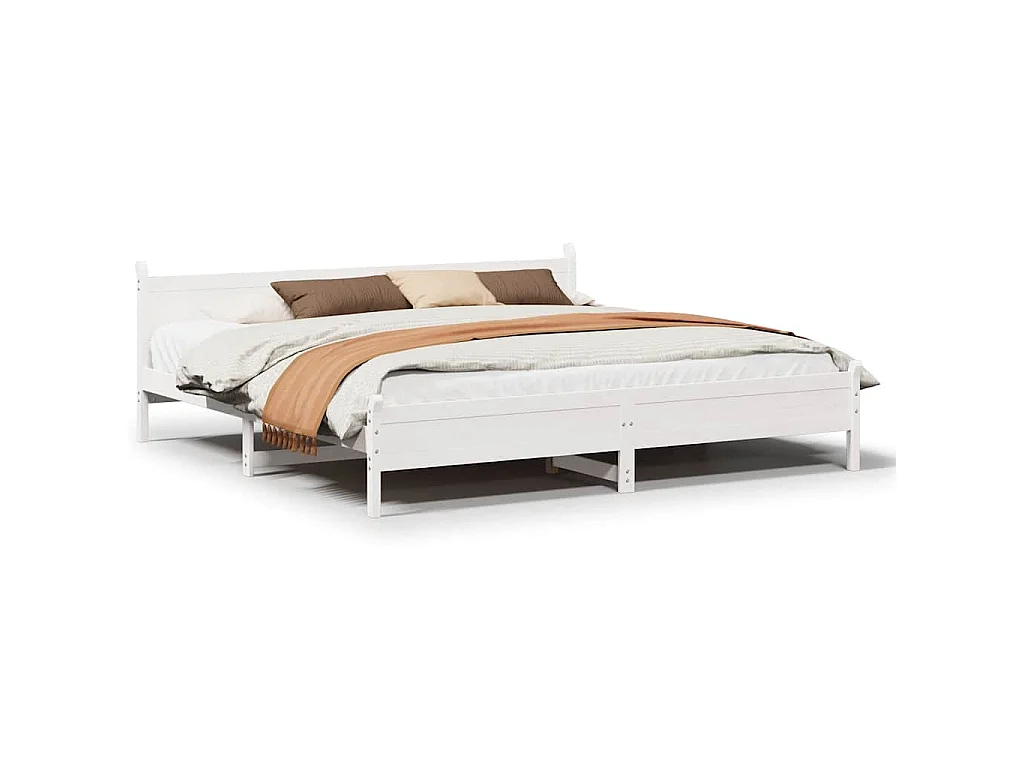 Bedframe zonder matras massief grenenhout wit 200x200 cm