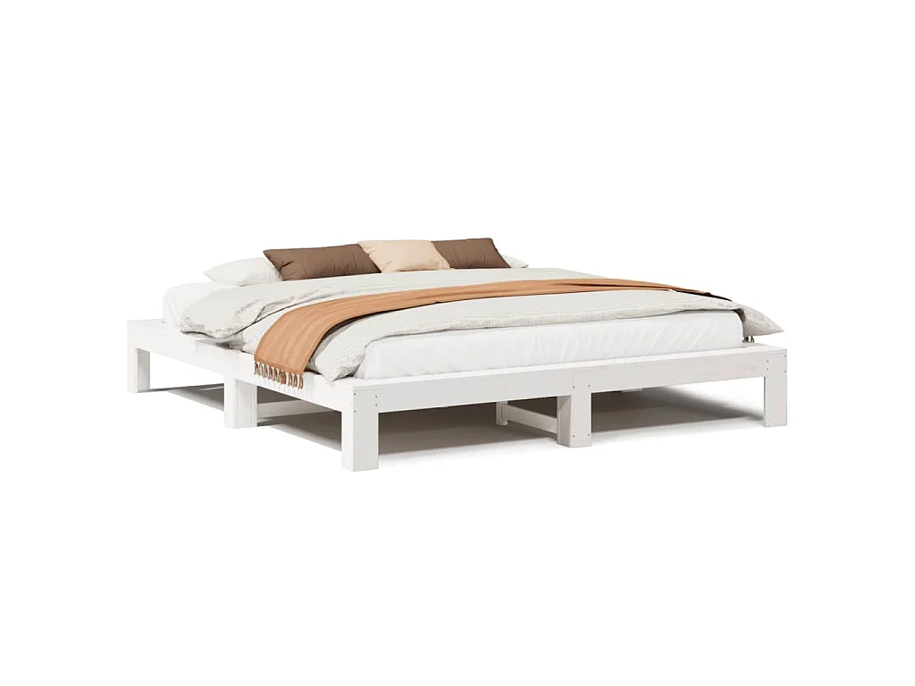 Bedframe zonder matras massief grenenhout wit 200x200 cm