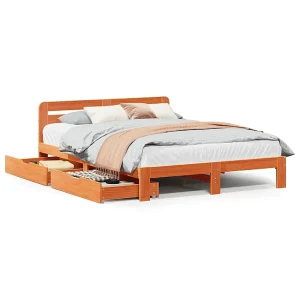 Bedframe zonder matras massief grenenhout wasbruin 120×200 cm Bedframe zonder matras massief grenenhout wasbruin 120×200 cm