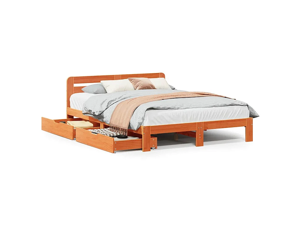 Bedframe zonder matras massief grenenhout wasbruin 120x200 cm