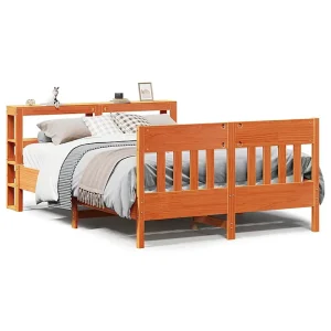 Bed met matras massief grenenhout wasbruin 140×190 cm Bed met matras massief grenenhout wasbruin 140×190 cm