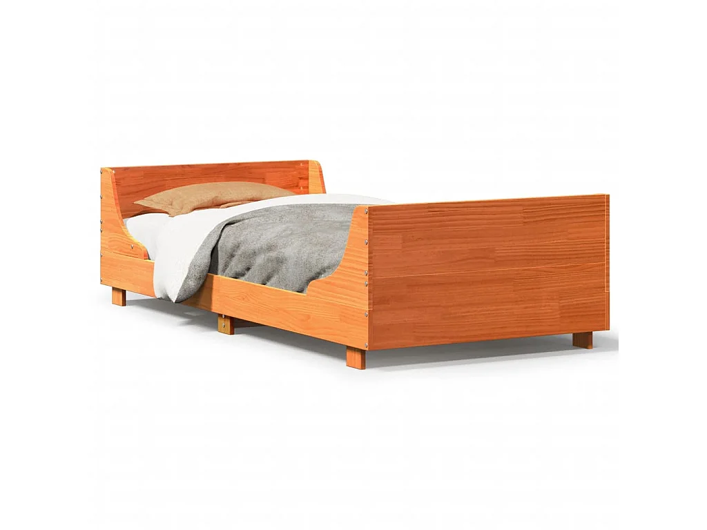 Bedframe zonder matras massief grenenhout wasbruin 75x190 cm