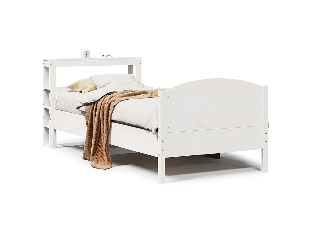 Bedframe zonder matras massief grenenhout wit 75x190 cm