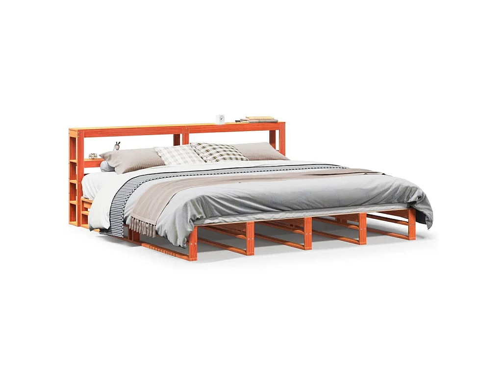 Bedframe zonder matras massief grenenhout wasbruin 200x200 cm