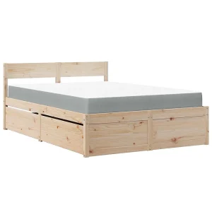Bed met lades en matras massief grenenhout 140×190 cm Bed met lades en matras massief grenenhout 140×190 cm